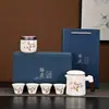 Set de Té de Jade Estilo Chino de Alta Gama Cerámica Una Tetera Cuatro Tazas Evento de Reunión Anual de Empresa Regalo de Negocio