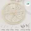 Accesorios para Uñas Artísticas Plato Redondo de Metal con 6 Compartimentos Mariposa 3D Estilo Japonés Moderno Nuevas Decoraciones Huecas para Uñas