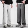 Pantalones de algodón puro para primavera y otoño, pantalones deportivos casuales para hombre, sueltos, rectos, con forro polar para otoño e invierno, pantalones deportivos gruesos para hombre.
