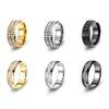 Moda Europea y Americana de Amazon Versátil Estilo Retro de los Años Dorados Fila de Diamantes Acero Inoxidable Acero de Titanio Anillos de Pareja Par de Anillos