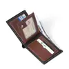 Nueva Cartera para Hombre Escarchada Corta Gran Capacidad Múltiples Ranuras para Tarjetas Retro Moda Bolso de Mano Billetera de Cuero Suave Venta Directa de Fábrica