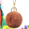 Al por mayor en stock Bola de pelo de imitación de conejo Rex de 8 cm llavero colgante lindo para mujer bolso de coche teléfono móvil colgante de felpa