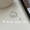 Moda coreana primavera-verano diseño estilo ins joyería de plata plata pura S925 circón rosa-azul anillo de cordón ajustable gama alta