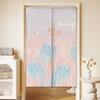 Cortina para Puerta Interior Estilo Ilustración Floral Inspirada en Plantas, Cortina Divisoria a Prueba de Viento y Bloqueo de Luz, Cortina de Media Puerta para Dormitorio y Cocina
