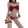 Conjunto de lencería sexy para mujer, conejito de terciopelo, tentación, uniforme de gato, juego de rol, 6098