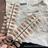 Outono e Inverno Novo Estilo Galho Dourado Folha de Jade 30 Peças de Manicure Codificada Unhas Usáveis Atacado