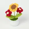 Planta de Girasol en Maceta de Hilo Terminado, Flor Artificial de Lirio del Valle, Decoración de Escritorio de Tulipán, Regalo de San Valentín para Maestros y Compañeros