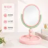 Espejo de Escritorio de Maquillaje para Niñas de Dos Tonos con Rotación de 360°, Espejo de Alta Definición con Base de Almacenamiento, Espejo Lindo Estilo Ins para Uso en Casa