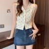 Chaleco sin mangas de punto halter con cuello POLO 2024 Nuevo diseño moda chic top combinable para mujer