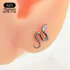 Clavo de Hueso del Oído de Aleación de Titanio F136 Zircón Único Forma de Serpiente Clavo de Oreja Puede Ser Anodizado Joyería de Piercing de Titanio G23 Pendientes