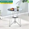 Mesas y Sillas de Negociación de Moda, Mesa de Café Redonda de Vidrio Templado, Mesa de Esquina, Mesa y Sillas de Recepción de Ocio para Cafetería de Balcón para Uso Doméstico
