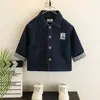 Chaqueta de Mezclilla para Niños Primavera y Otoño Estilo Coreano Chaqueta Casual Lisa Hermosa para Niños Pequeños y Medianos Tops de Comercio Exterior Transfronterizo
