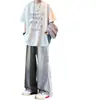 Conjunto de Manga Corta para Adolescentes Niños Camiseta de Moda Ropa Casual Estudiante Soleado Limpio Versátil Delgado Conjunto de Dos Piezas