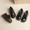 Zapatos Mocasines Negros de Cuero Genuino con Cordones Estilo Británico Forrados de Felpa para Mujer Aumentadores de Altura Suela Gruesa Zapatos de Charol Modelo Nuevo 2026