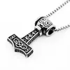Collar personalizado retro europeo y americano con martillo de Thor vikingo y runa para hombre, moderno, punk, hip hop, colgante de acero de titanio