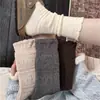 Estilo Popular Nuevo Primavera y Verano Estilo Ballet Color Sólido Encaje Calado Calcetines de Canalé para Mujer Verano Finos Transpirables Calcetines de Media Pantorrilla
