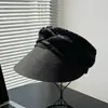 Nuevo Sombrero Visera Rayado de Retazos de Paja Estilo Coreano para Mujer, Sombrero de Sol Transpirable para Proteger del Sol en Verano que Hace que la Cara Parezca Más Pequeña