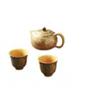 Tetera de Arcilla Púrpura Hecha Completamente a Mano, Olla Dorada Vieja de Barro Xishi, Ocho Caballos que Cambian de Color, Agua que se Rompe, Fénix Cantando, Una Olla y Dos Tazas de Té