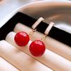 Brincos de Ano Novo de Agulha de Prata Vermelho Amor Feminino Nicho Brincos Festivos Simples Brincos de Moda Combinados Leves Luxo Senso de Alta Qualidade