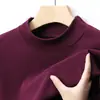 Camiseta de Manga Larga para Hombre Estilo Transfronterizo, Capa Base de Forro Polar Doble Cara, Cuello Medio para Primavera y Otoño, Tejido Cepillado, Top Versátil de Otoño
