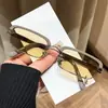 2026 Gafas de Sol Cuadradas Pequeñas de Media Montura de Alta Calidad para Cejas, Uso de Moda para Hombres y Mujeres, Gafas de Sol con Protección Solar, Lentes Transparentes