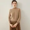 Suéter de Cachemira Grueso de Tres Hilos para Mujer, Cuello Alto Medio, Suéter Básico de Punto de Cachemira Simple y Versátil, Aspecto Holgado y Adelgazante, Por Dentro y Por Fuera