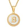 Colar de Aço Inoxidável 18K com Concha e Letra Transfronteiriço para Mulheres Ins Moda Europeia e Americana Pingente de 26 Letras do Alfabeto Inglês Joias Atacado