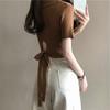 Tejidos de Punto de Primavera y Verano para Mujer 2025 Nuevas Camisetas Cortas de Fondo con Cuello en V Slim Casual de Manga Corta Tops Chic de Estilo Coreano