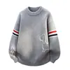 Ropa de punto de dibujos animados de animales para hombre, estilo americano de otoño e invierno, tejido de punto, top interior holgado para hombre, tejido base cálido