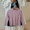 Nova Roupa Infantil Primavera 2026 Estilo Coreano Simples Camisa Básica Cor Sólida com Gola Franzida para Meninas Camiseta Escovada Primavera e Outono