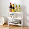 Estante de almacenamiento de tres capas para escritorio de hogar, estante de almacenamiento para encimera de cocina, estante de almacenamiento para esquina de baño y acabado de cosméticos.