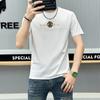 Estação Europeia Masculina 2024 Verão Nova Carta Hot Stamping Em Torno Do Pescoço Respirável Na Moda Marca All-match Slim-fit Camiseta de manga curta
