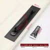 Maçaneta de Porta Sem Furo para Portas de Madeira, Portas de Vidro Corrediço e Aço Plástico, Maçaneta Exposta de Liga de Alumínio Preta, Espessada