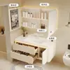 Mueble de baño de estilo crema con pintura de roble, lavabo de cerámica integrado, mueble de lavabo, combinación de lavabo de baño, lavabo