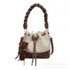 Bolso Cubo de Gamuza Super Caliente Nuevo 2026 para Mujer, Bolso de Hombro Único Cruzado, Bolso de Moda con Cordón Estilizado de Nicho