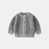 Suéter cardigan infantil clássico de tricô torcido, casaco estilo universitário para meninas, malha de algodão classe A para meninos para outono e inverno