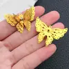 Colgante Encanto Mariposa de Tres Capas Flor de Cobre Hueca Incrustada con Pedrería Accesorios de Joyería Hechos a Mano para Pendientes Pulsera Collar