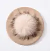 Boina Nueva de Color Sólido con Pompón Mezcla de Lana Moda Cómoda Gorro Pullover Doble Capa Cálido Gorro de Punto Sencillo