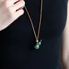 Collar Original Nuevo de Calabaza con Esmalte de Goteo de Aceite Estilo Chinoiserie, Sencillo, de Alta Gama, Moderno y Versátil, Cadena Larga para Suéter para Mujer