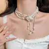 Design de Nicho Estilo Coreano, Colar de Flor de Pérola Multicamadas Cool e Elegante para Mulheres, Suave e Versátil, Corrente de Clavícula Estilosa para Mulheres
