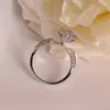 Anillo Real de Plata de Ley para Mujer, Boda Real de Praga, con Moissanita de un Quilate, Ajuste Ajustable, Suministro para Transmisión en Vivo al por Mayor
