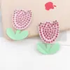 Rosa tridimensional com flor de gota de diamante adesivo de liga rosa diamante acessórios de rosa capa de celular material DIY bolsa beleza de celular