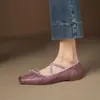 Zapatos de Mujer de Estilo Nuevo para Todas las Estaciones, de Tacón Bajo, Tallas Grandes para Mujer, de Tacón Cuadrado, Antideslizantes, de Suela Suave, Zapatos Bajos, Zapatos de Piel de Vaca con Punta Redonda