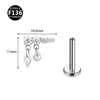 Novo piercing lábio unha 0,9 dentes F136 liga de titânio lua raio cone piercing lábio piercing orelha tragus zircônia 5A