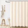 Cortina de ducha estilo bohemio con borlas, flor tridimensional cortada, cortina divisoria de baño impermeable y de sombreado transfronteriza de Amazon