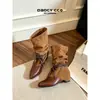 ¡La fábrica está en proceso de producir bienes! Botas Largas Arrugadas de Punta Fina con Cordones y Pliegues, Tacón Oculto, Botas de Moda Versátiles y Adelgazantes