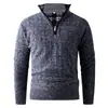 Suéter pullover de punto casual Amazon otoño e invierno, estilo europeo y americano, con media cremallera y cuello alto, forrado de felpa y engrosado, para jóvenes adultos