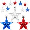 Set transfronterizo de 6 estrellas pentagonales tridimensionales de colores mixtos de 7 cm, colgante decorativo de plástico para el Día de la Independencia de EE. UU.