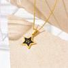 Moda Negro Estrella de Cinco Puntas Cadena Estrella Clavícula Lujo Ligero Elegante Acero de Titanio Simple Combinable Collar 26 Letras del Alfabeto Inglés