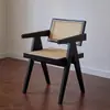 Silla de comedor retro estilo francés, silla de madera maciza con respaldo, silla de ocio estilo nórdico de mediados de siglo para uso doméstico, silla de mimbre estilo Chandigarh